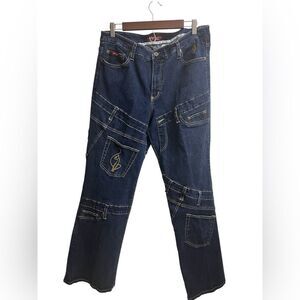 Y2K Plus Size Baby Phat Reconstructed Carpenter Patchwork Wide Leg Jeans SZ 20